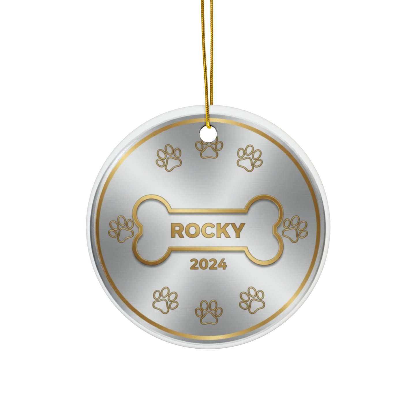 Dog Bone Christmas Ornament – Personalized Pet Name & Year Keepsake