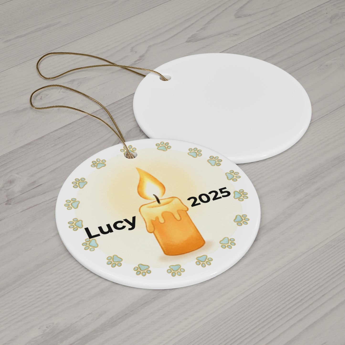 Pet Memorial Candle Ornament – Personalized Paw Print Remembrance Keepsake
