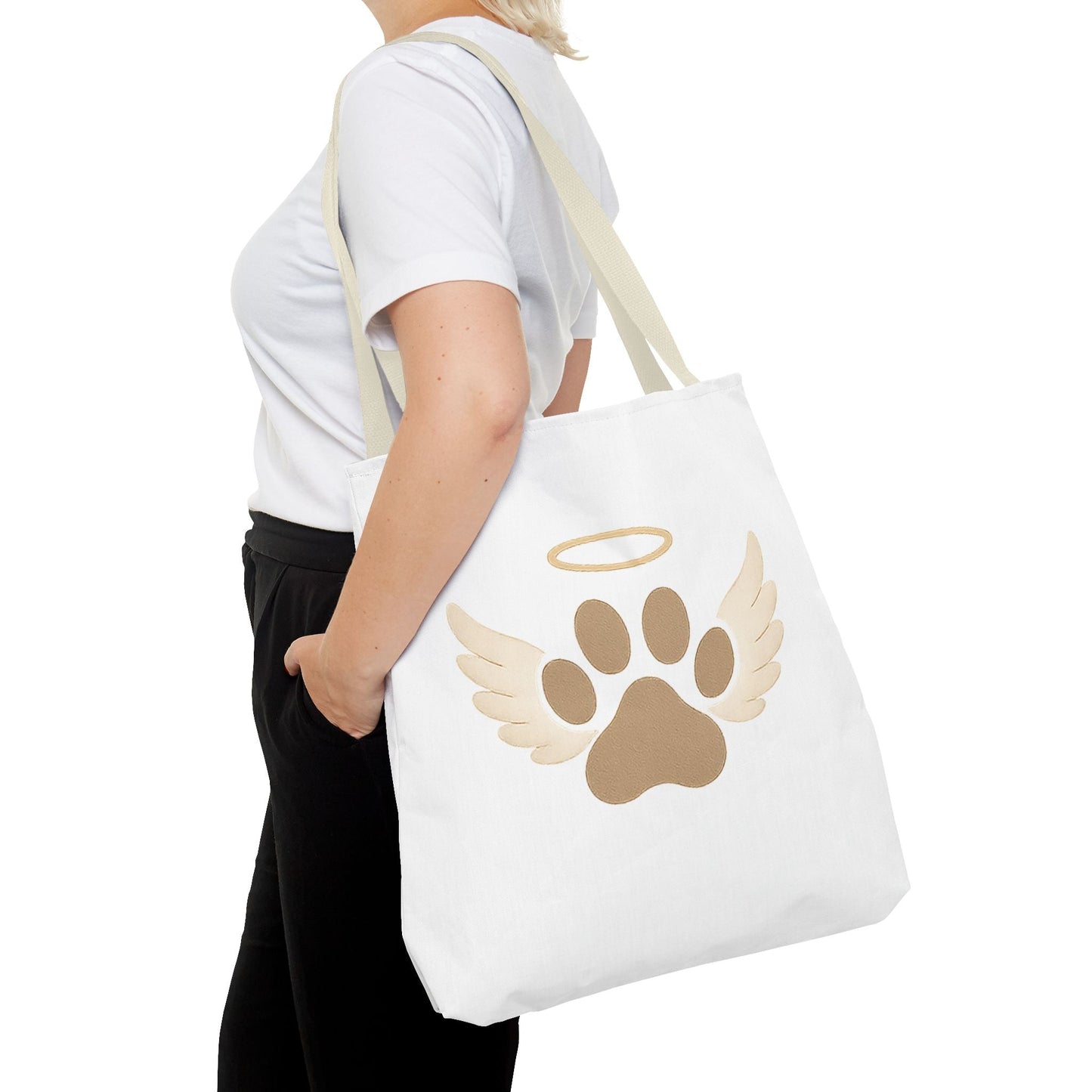 Angel Paw with Halo Tote Bag – Pet Memorial Gift for Dog or Cat Loss
