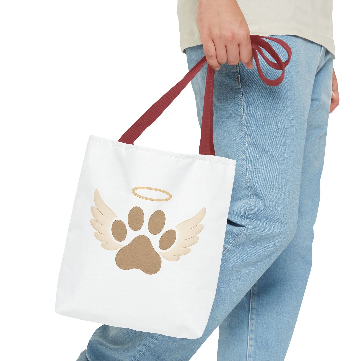 Angel Paw with Halo Tote Bag – Pet Memorial Gift for Dog or Cat Loss