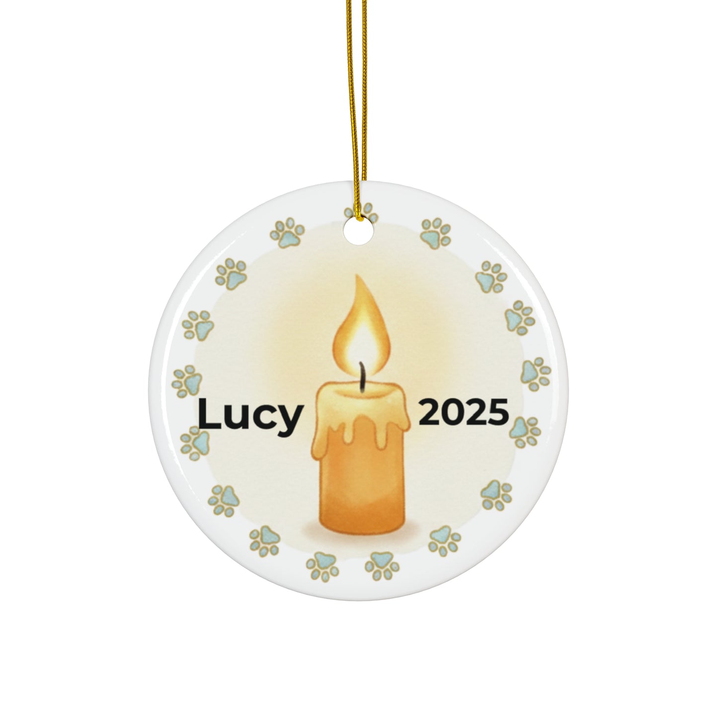 Pet Memorial Candle Ornament – Personalized Paw Print Remembrance Keepsake