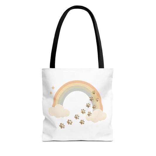 Floral Paw Print Tote Bag – Pet Remembrance Gift with Roses and Leaves