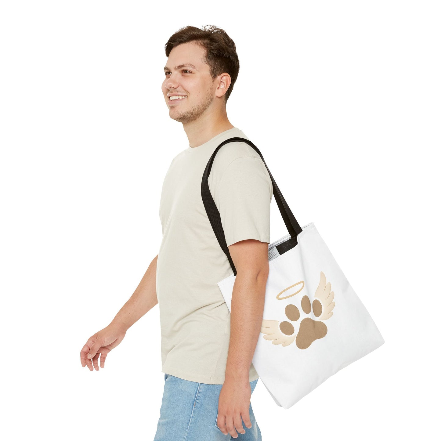 Angel Paw with Halo Tote Bag – Pet Memorial Gift for Dog or Cat Loss