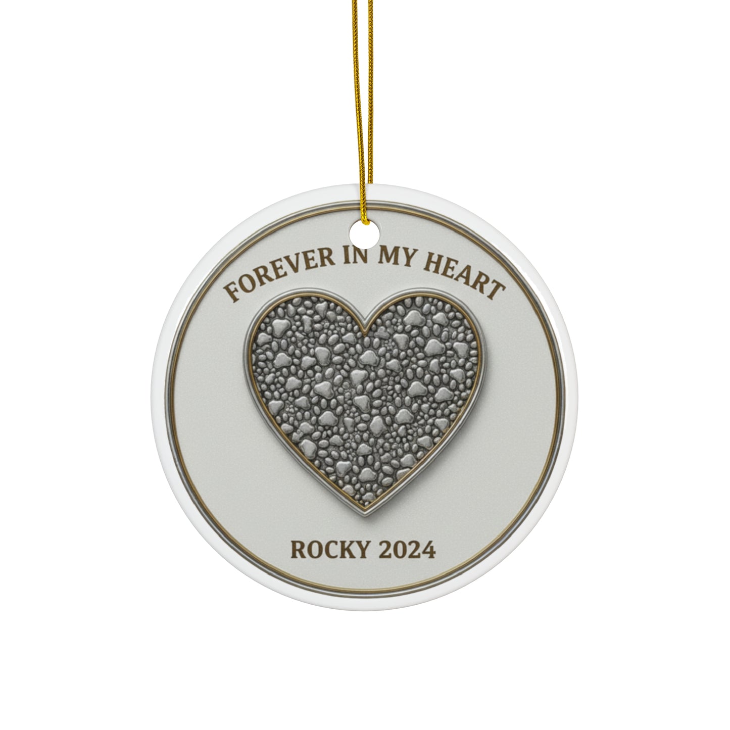 Forever in My Heart Pet Memorial Ornament – Personalized Paw Print Heart Keepsake