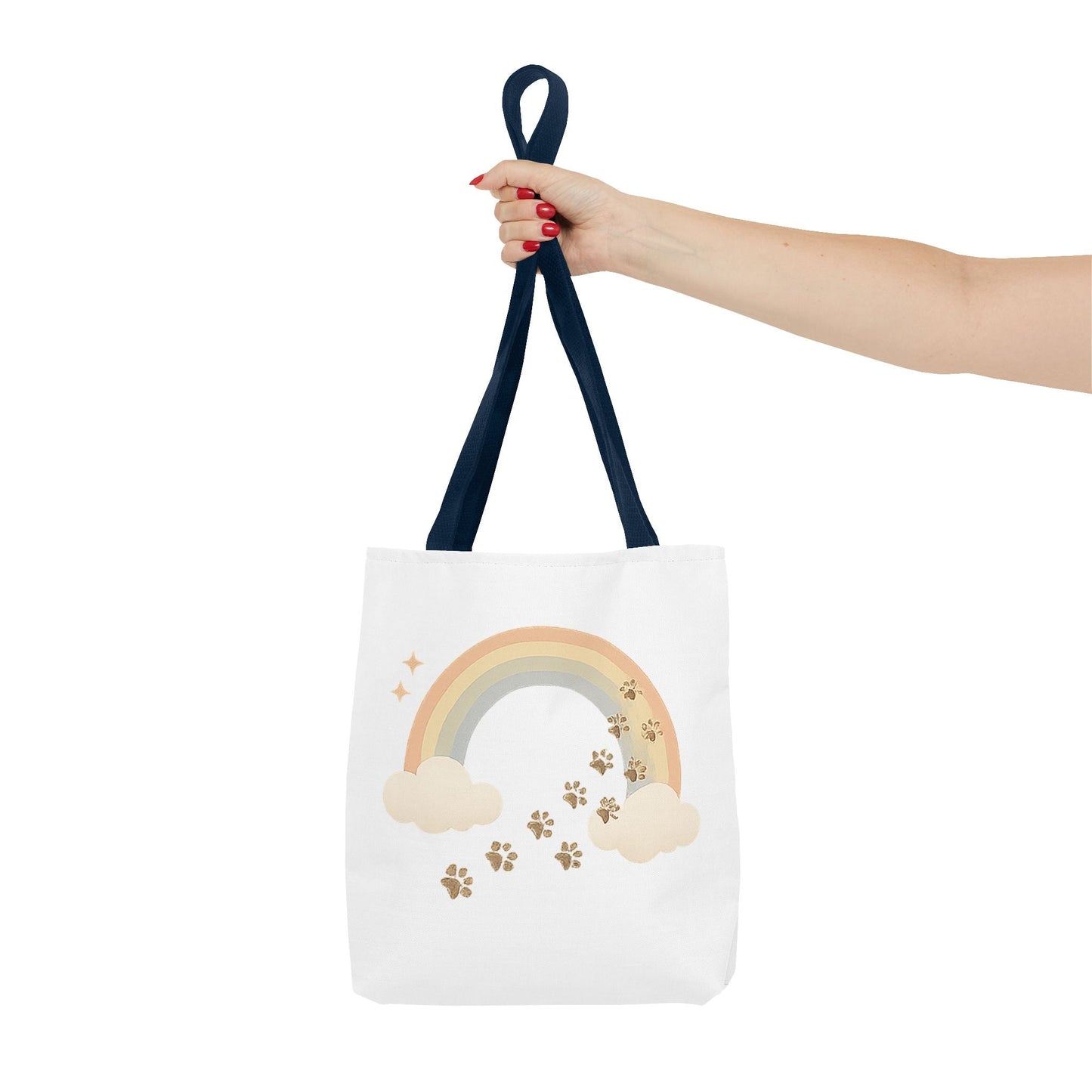 Floral Paw Print Tote Bag – Pet Remembrance Gift with Roses and Leaves