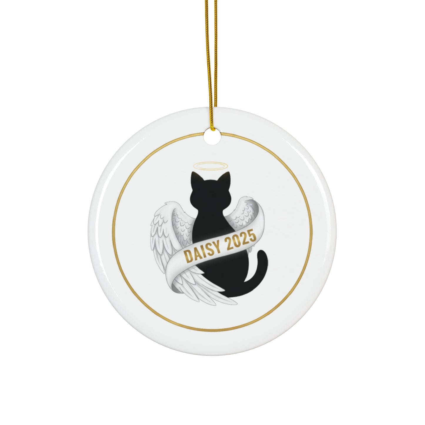 Angel Cat Christmas Ornament – Personalized Pet Memorial Keepsake with Name & Year