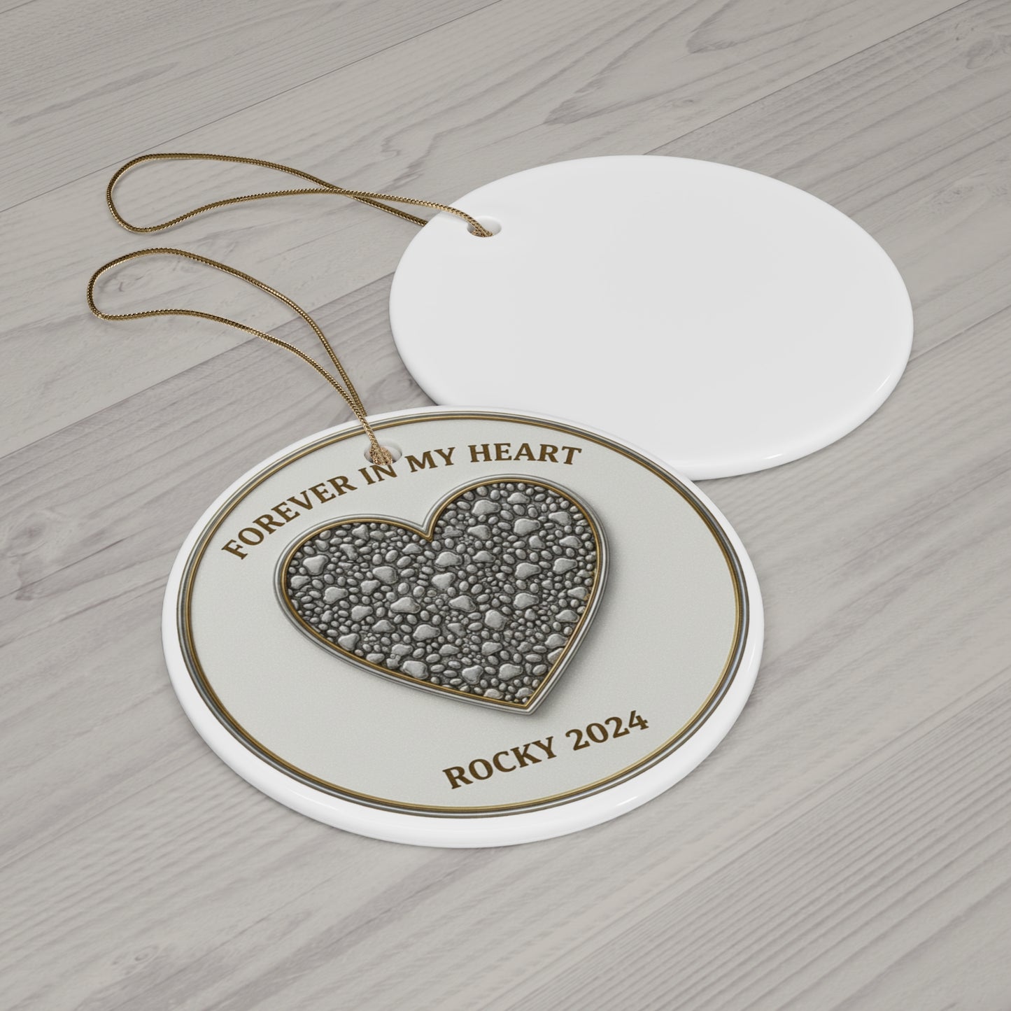 Forever in My Heart Pet Memorial Ornament – Personalized Paw Print Heart Keepsake