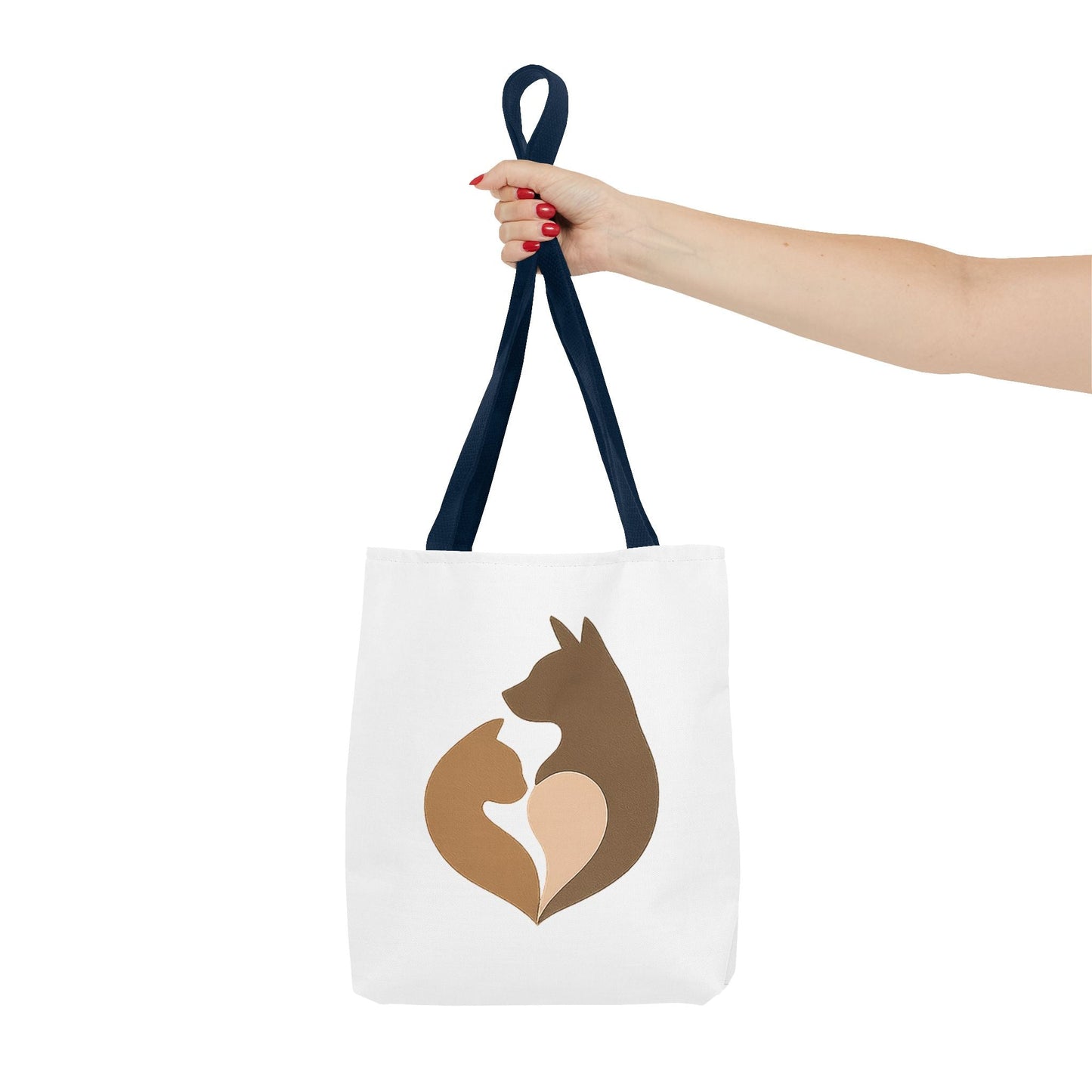 Cat and Dog Heart Silhouette Tote Bag – Pet Lover’s Memorial Gift
