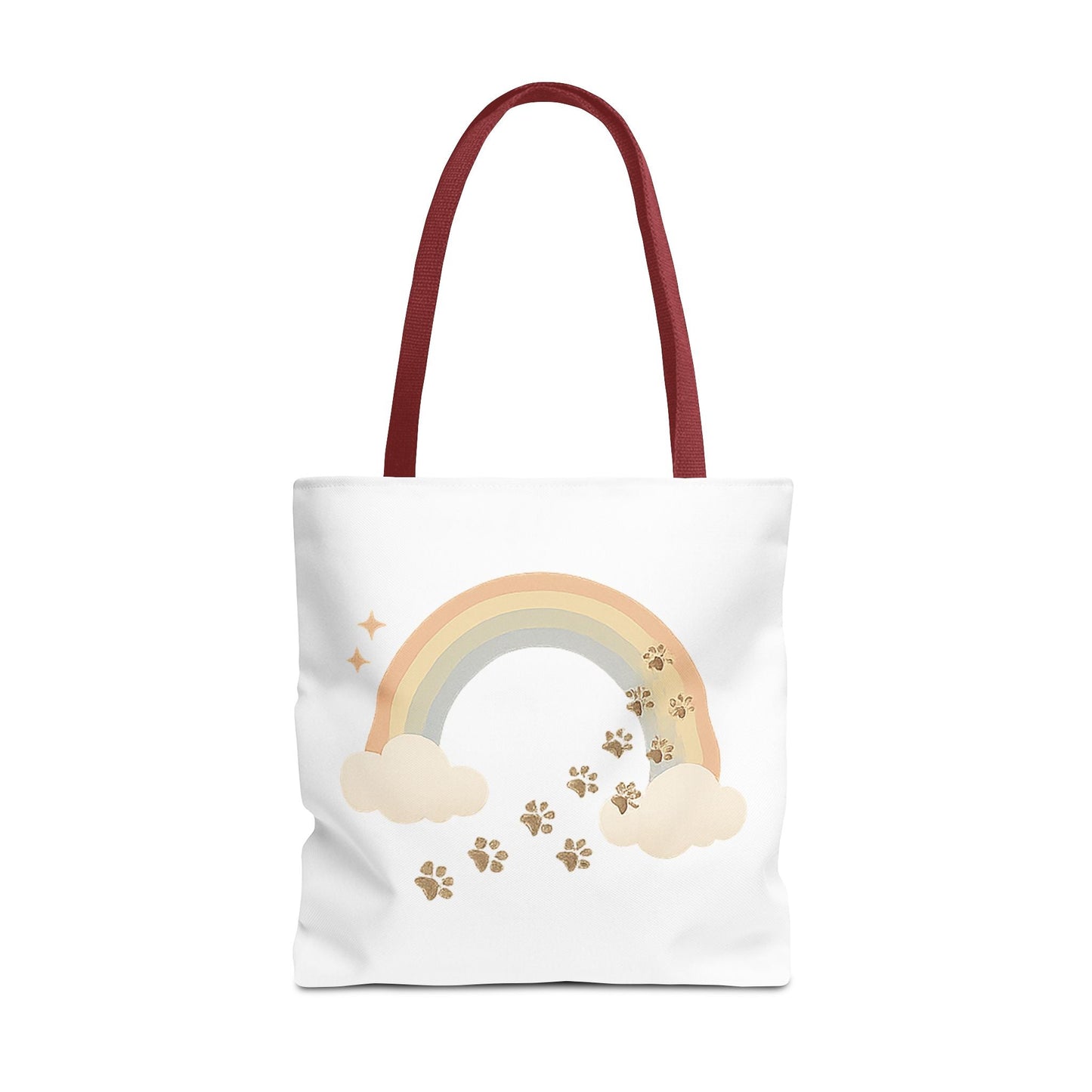 Floral Paw Print Tote Bag – Pet Remembrance Gift with Roses and Leaves
