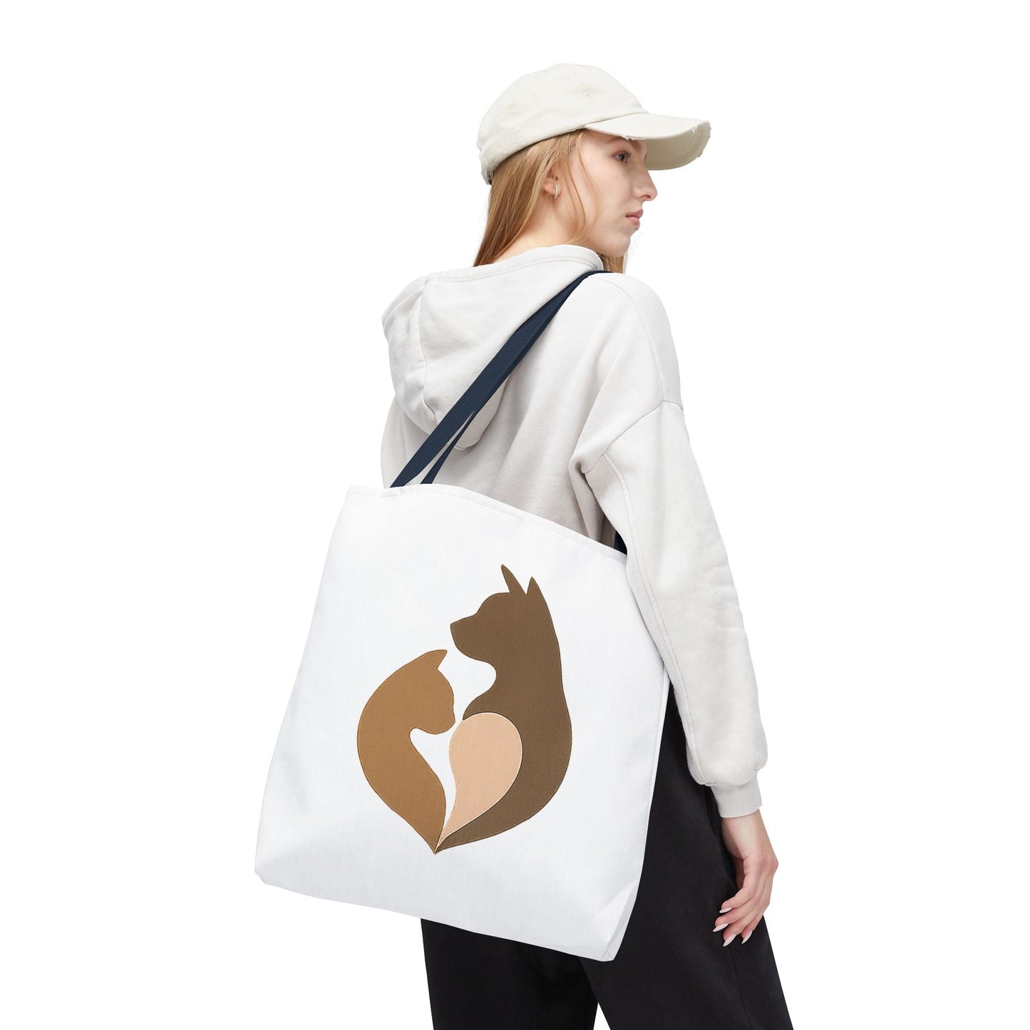 Cat and Dog Heart Silhouette Tote Bag – Pet Lover’s Memorial Gift