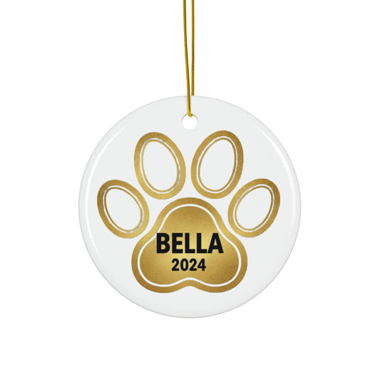 Gold Paw Print Pet Memorial Ornament – Personalized Name & Year Keepsake
