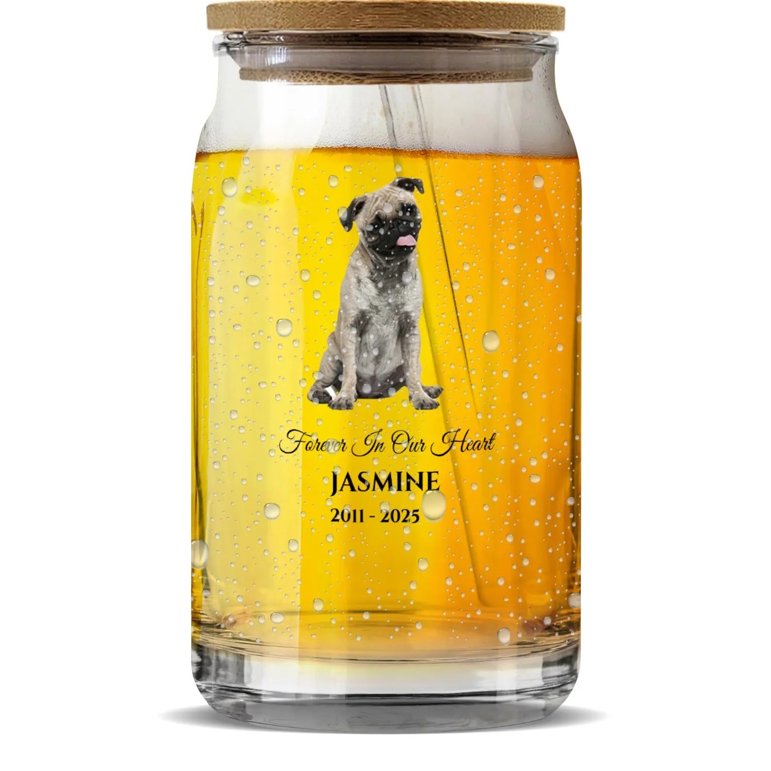 Custom Pet Drinking Glass With Lid & Straw – Memorial Gift