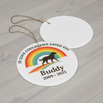 Rainbow Bridge Pet Memorial Ornament – Personalized Dog Silhouette with Name & Years