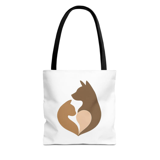 Cat and Dog Heart Silhouette Tote Bag – Pet Lover’s Memorial Gift