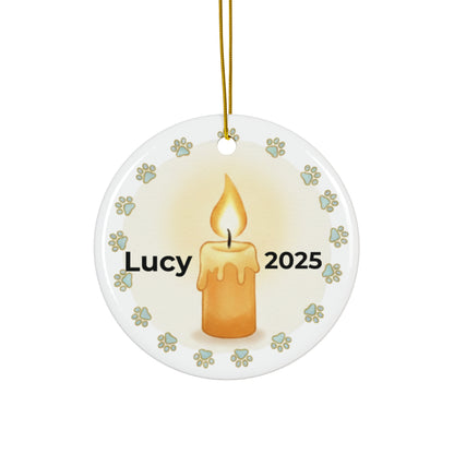 Pet Memorial Candle Ornament – Personalized Paw Print Remembrance Keepsake