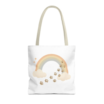 Floral Paw Print Tote Bag – Pet Remembrance Gift with Roses and Leaves