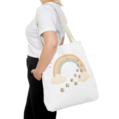 Floral Paw Print Tote Bag – Pet Remembrance Gift with Roses and Leaves
