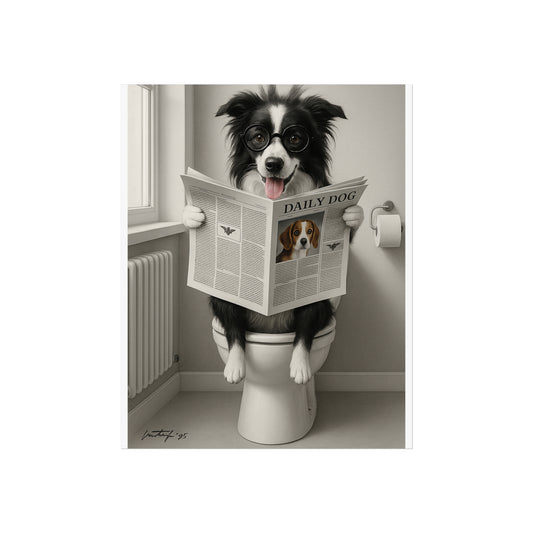 Whimsical Dog Art Print, Funny Humor Poster for Pet Lovers, Home Decor, Gift for Dog Owners, Bathroom Wall Art