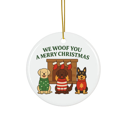 We Woof You a Merry Christmas Ornament – Personalized Dogs by Fireplace Keepsake