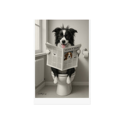 Whimsical Dog Art Print, Funny Humor Poster for Pet Lovers, Home Decor, Gift for Dog Owners, Bathroom Wall Art