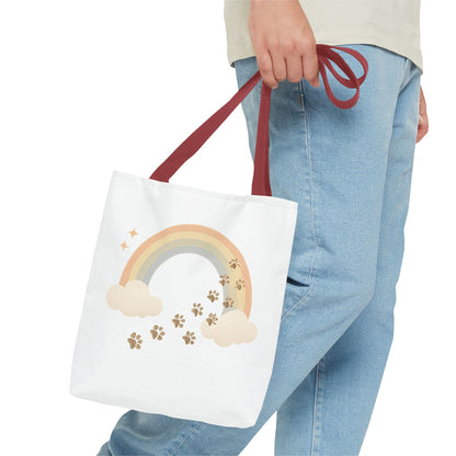 Floral Paw Print Tote Bag – Pet Remembrance Gift with Roses and Leaves