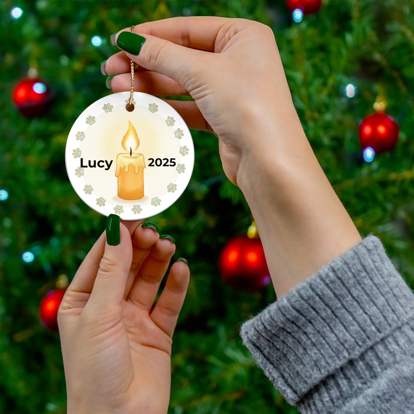 Pet Memorial Candle Ornament – Personalized Paw Print Remembrance Keepsake