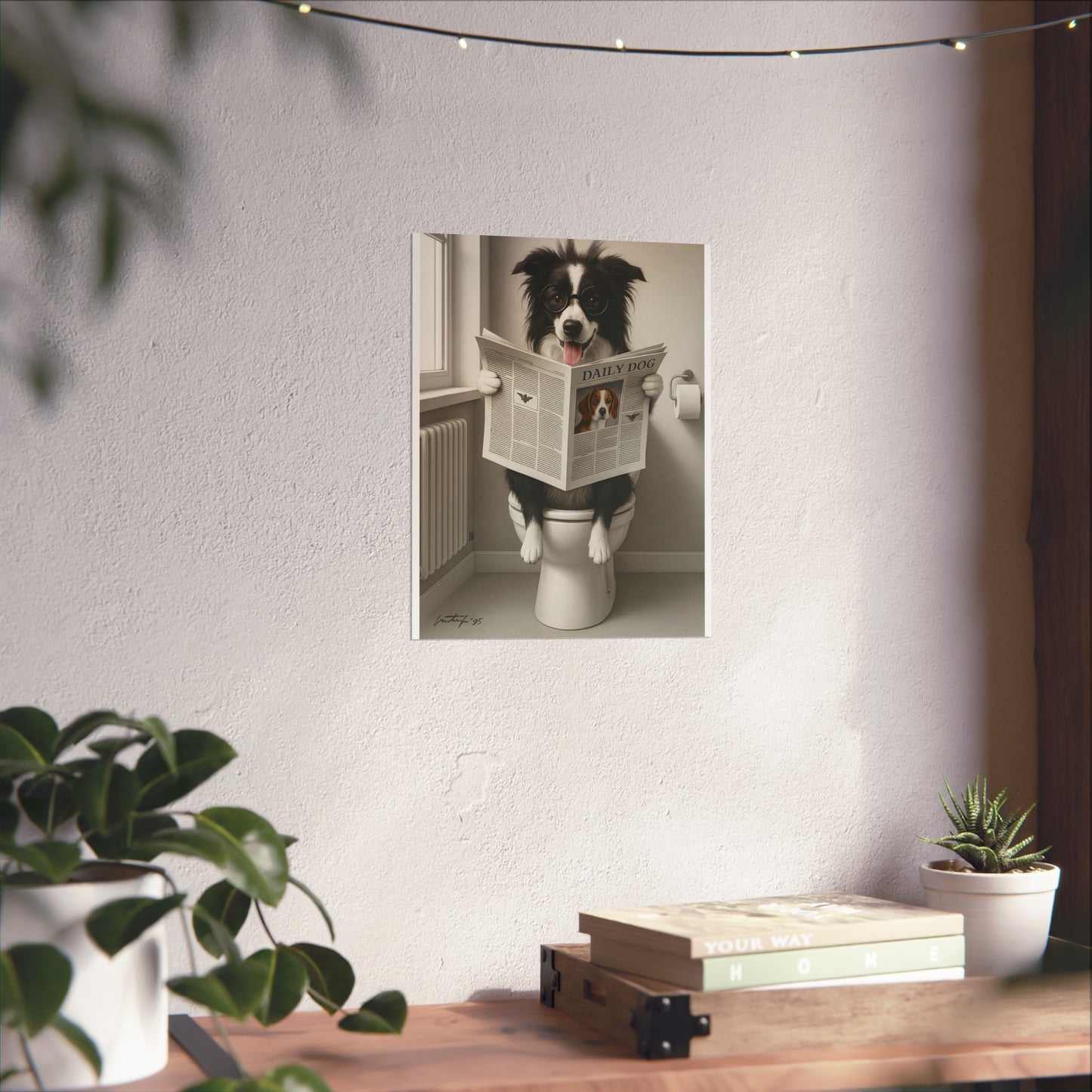 Whimsical Dog Art Print, Funny Humor Poster for Pet Lovers, Home Decor, Gift for Dog Owners, Bathroom Wall Art