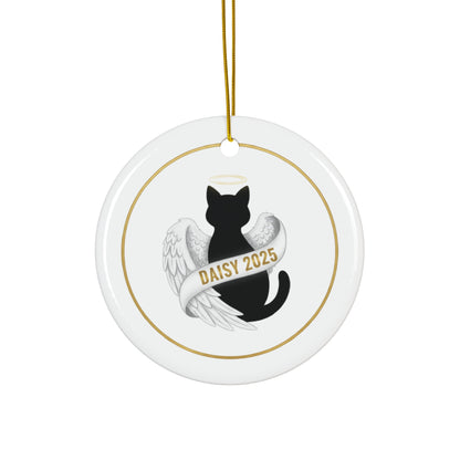 Angel Cat Christmas Ornament – Personalized Pet Memorial Keepsake with Name & Year