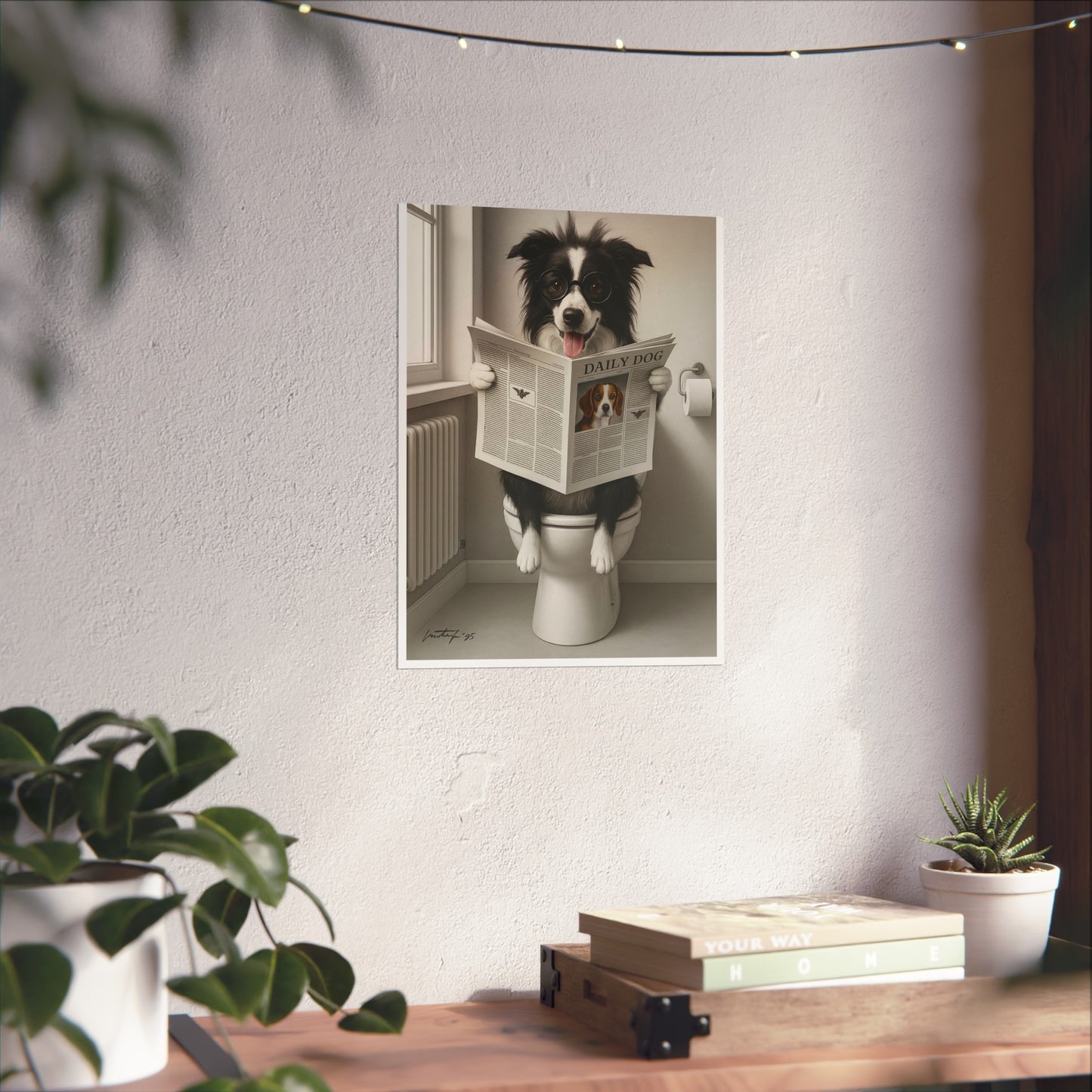 Whimsical Dog Art Print, Funny Humor Poster for Pet Lovers, Home Decor, Gift for Dog Owners, Bathroom Wall Art