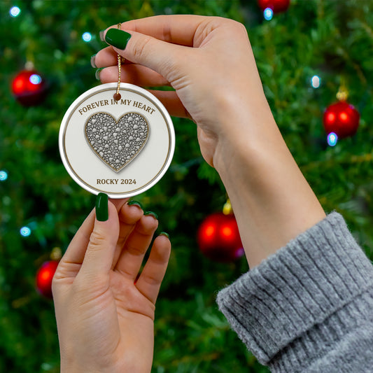Forever in My Heart Pet Memorial Ornament – Personalized Paw Print Heart Keepsake