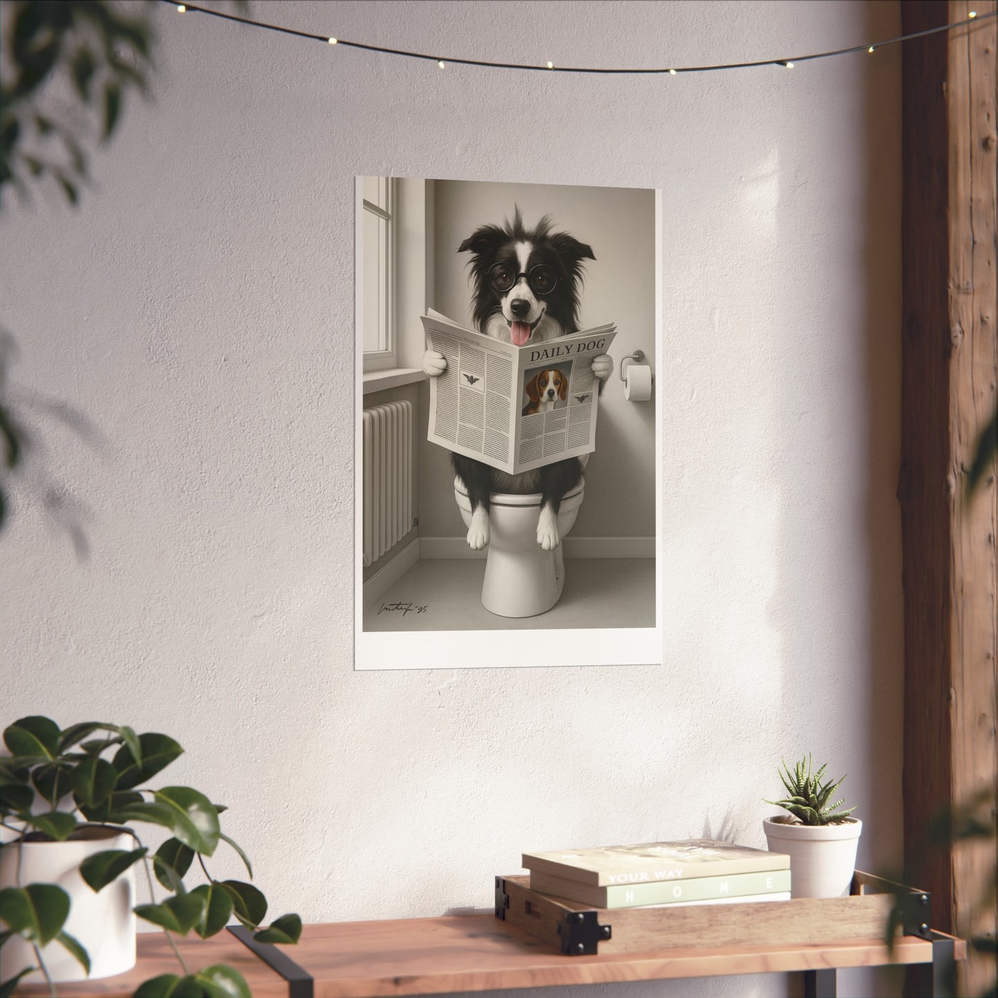 Whimsical Dog Art Print, Funny Humor Poster for Pet Lovers, Home Decor, Gift for Dog Owners, Bathroom Wall Art