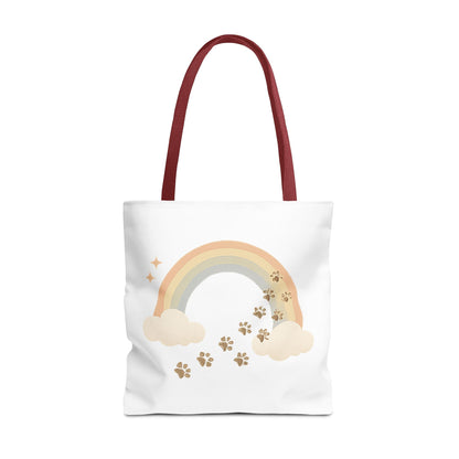 Floral Paw Print Tote Bag – Pet Remembrance Gift with Roses and Leaves