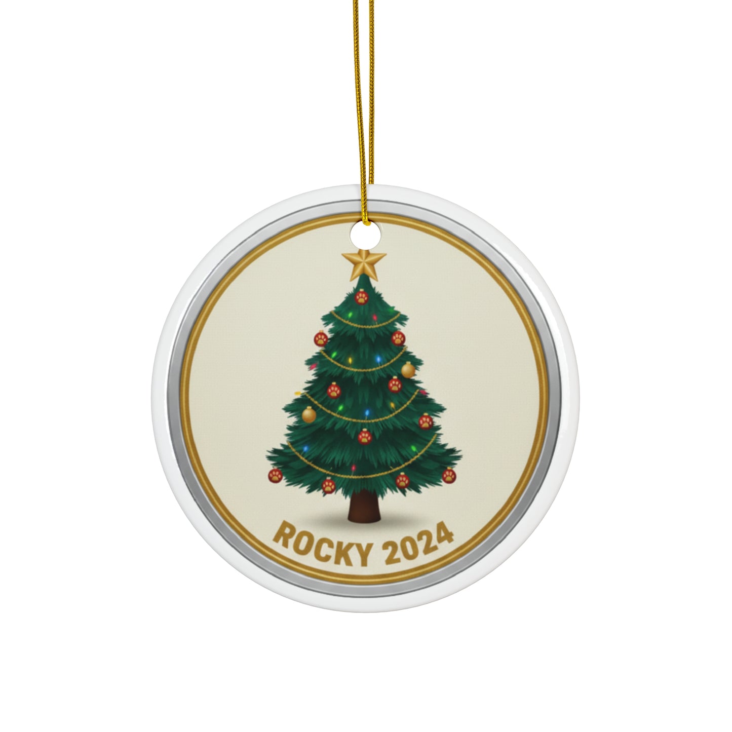 Christmas Tree Ornament – Personalized Pet Name & Year Holiday Keepsake