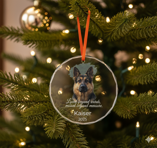 German Shepherd Memorial Ornament – Personalized Crystal Tribute