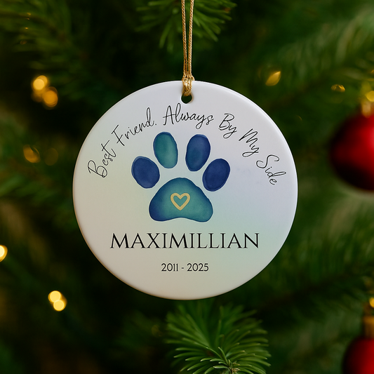 Personalized Pet Memorial Ornament with Paw Print
