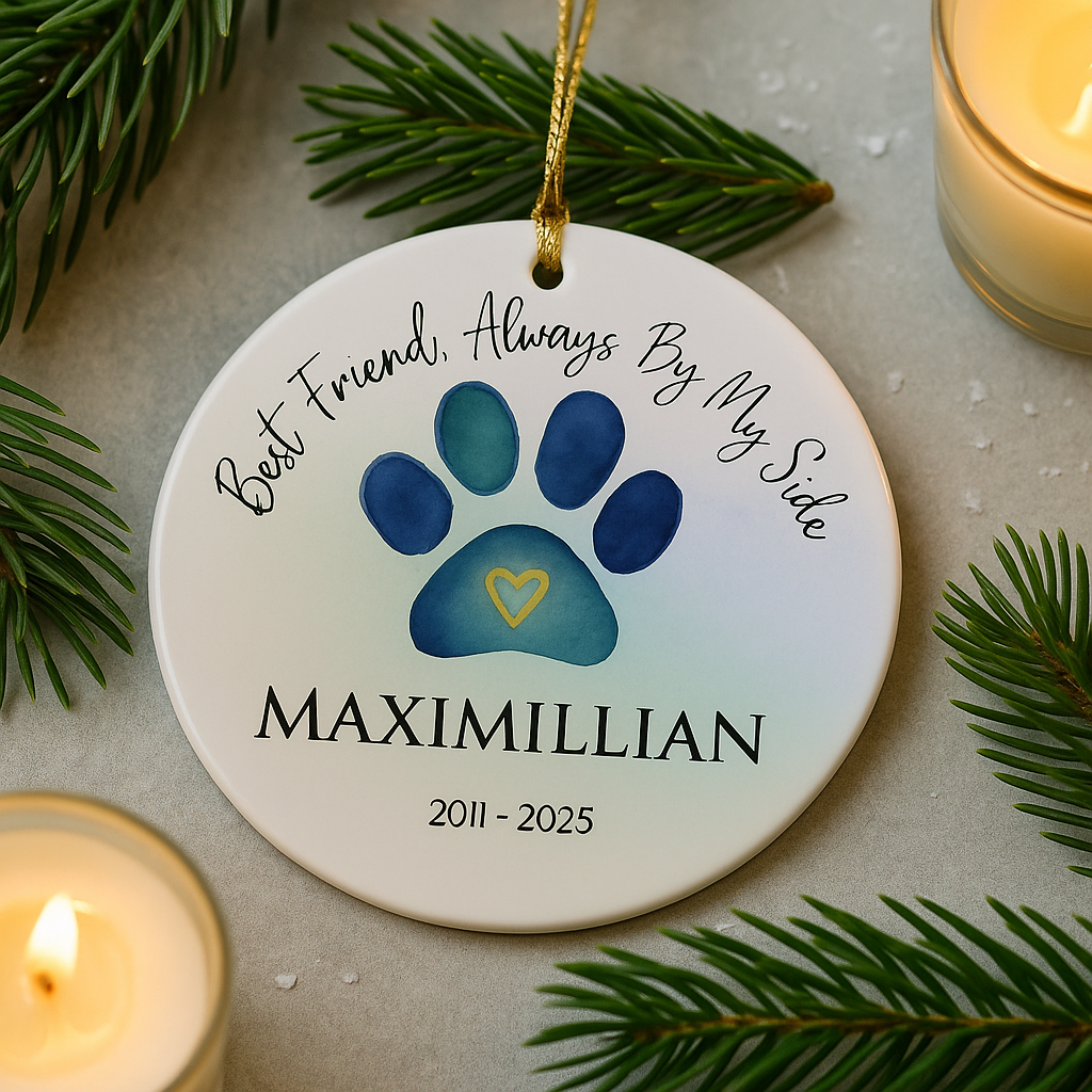 Personalized Pet Memorial Ornament with Paw Print
