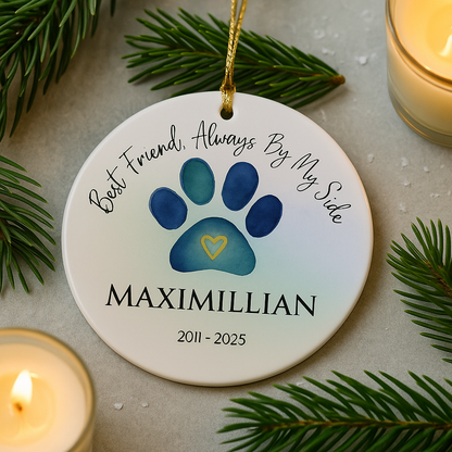 Personalized Pet Memorial Ornament with Paw Print