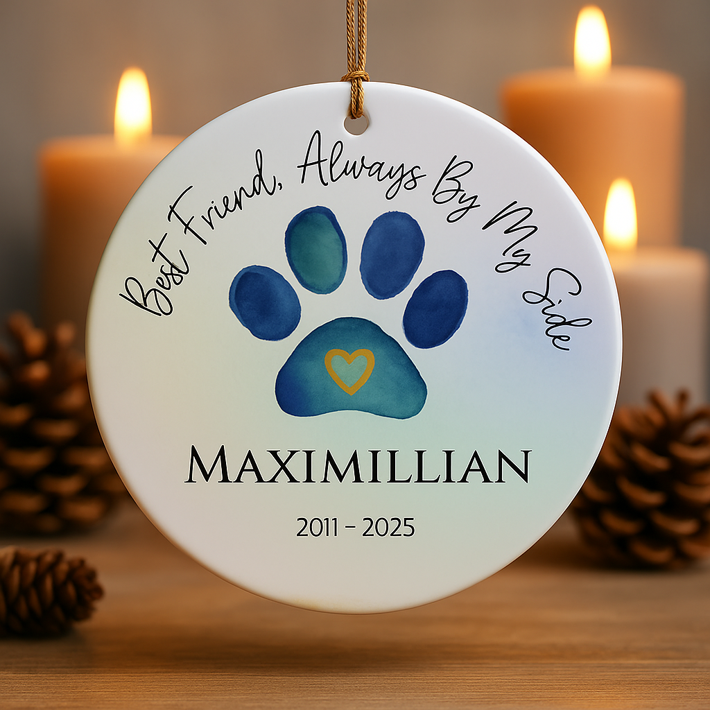 Personalized Pet Memorial Ornament with Paw Print