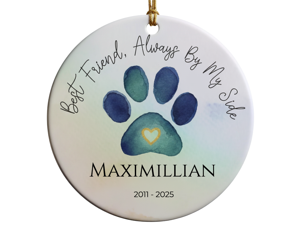 Personalized Pet Memorial Ornament with Paw Print