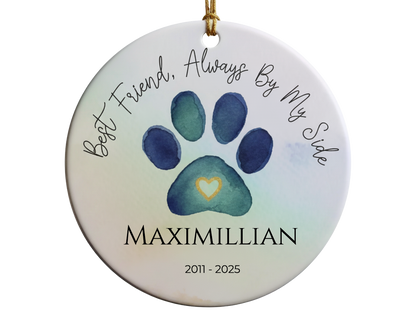 Personalized Pet Memorial Ornament with Paw Print