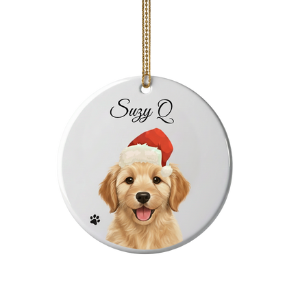 Personalized Pet Christmas Ornament with Santa Hat