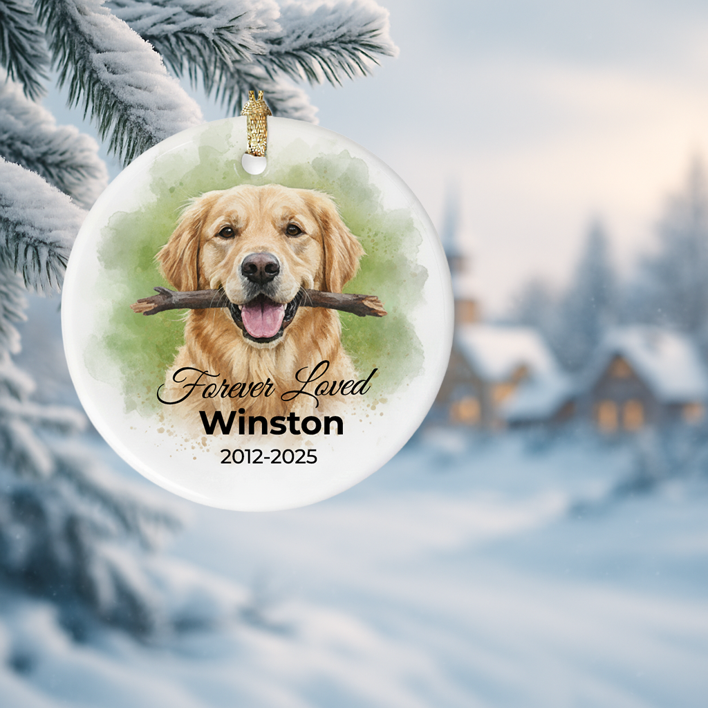 Personalized Pet Memorial Ornament with Custom Portrait