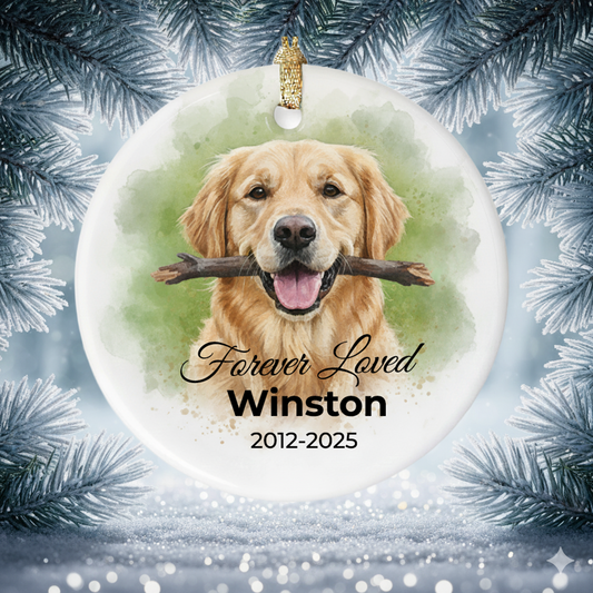 Personalized Pet Memorial Ornament with Custom Portrait