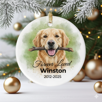 Personalized Pet Memorial Ornament with Custom Portrait