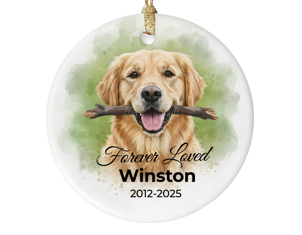 Personalized Pet Memorial Ornament with Custom Portrait