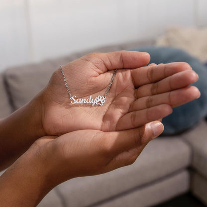 Forever in My Heart – Custom Pet Name Necklace with Paw Print