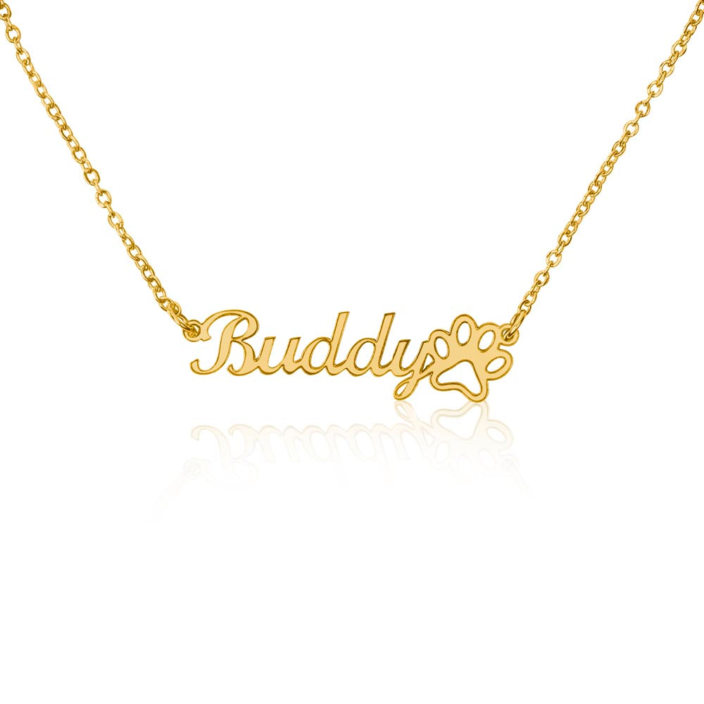 Forever in My Heart – Custom Pet Name Necklace with Paw Print