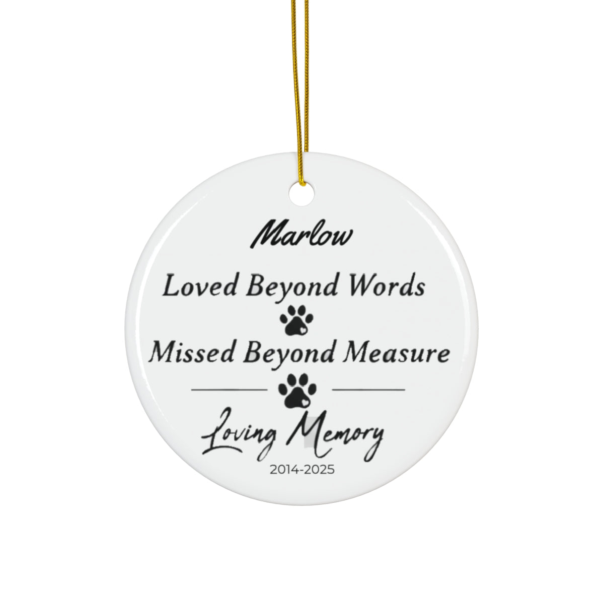 Pet Memorial Ornament with Name