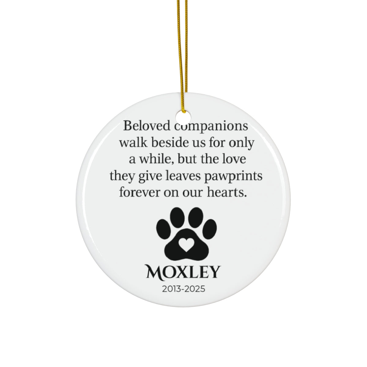 Personalized Pet Loss Tribute Ornament