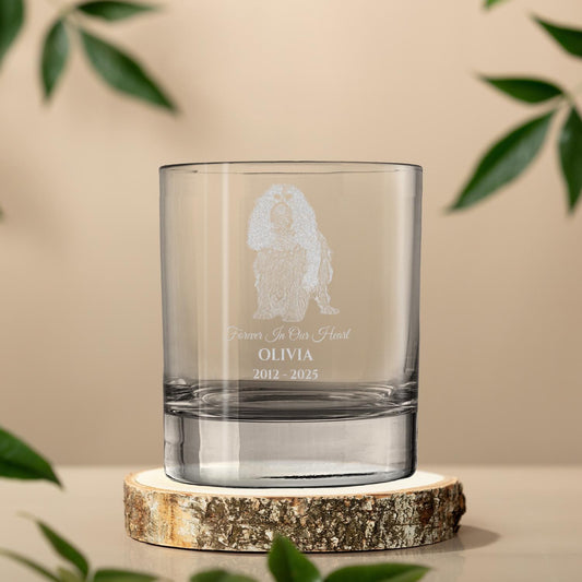 Pet Memorial Whiskey Tumbler - Personalized Laser Engraved Gift For Dog Or Cat Lovers, Keepsake Remembrance